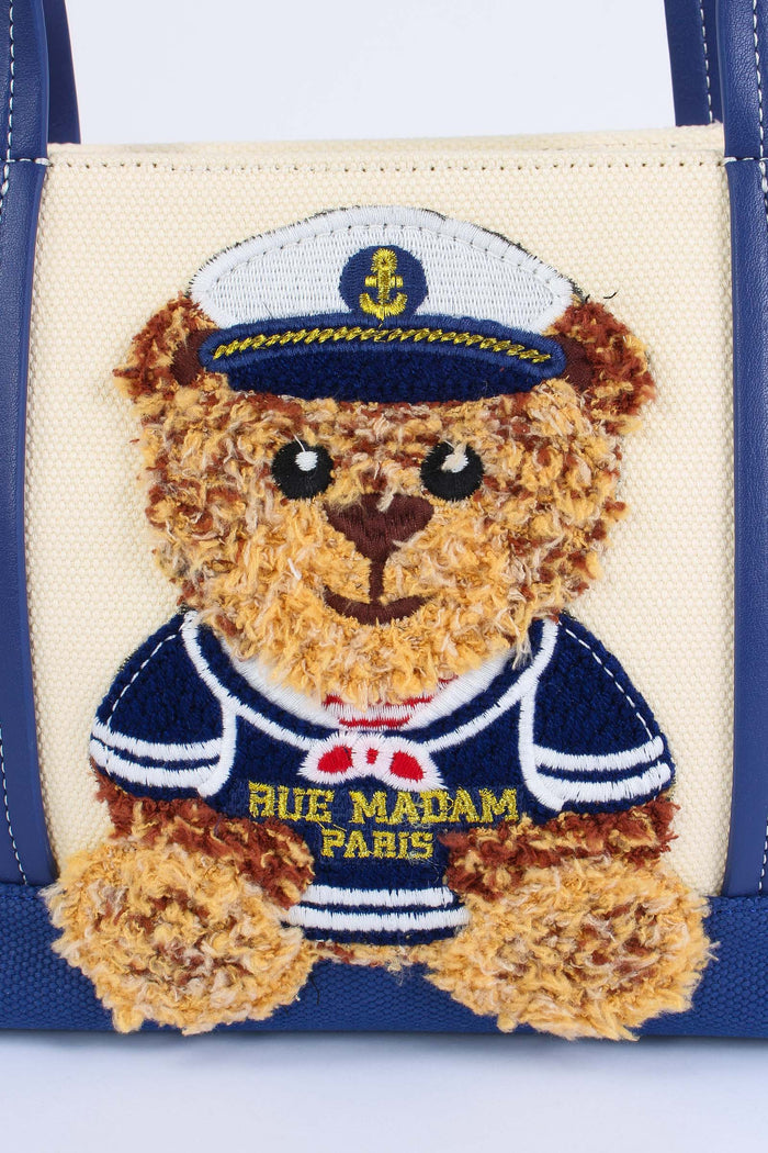 Shopping Mini Canvas Orso Bicolor Blue-4