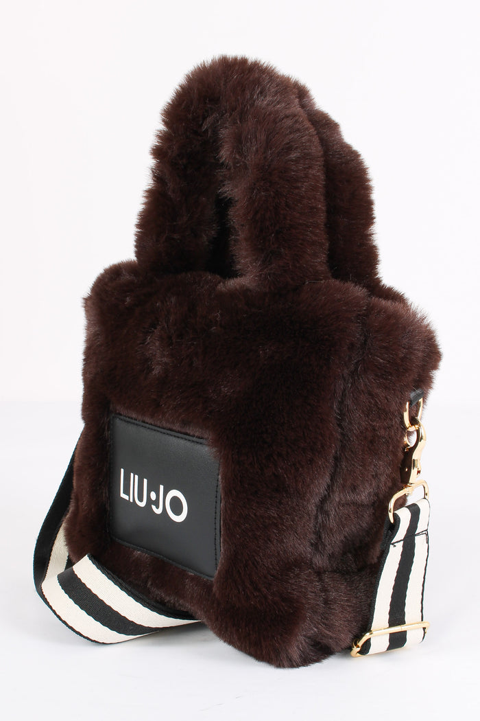 Shopping Mini Ecopelliccia Cioccolato-4