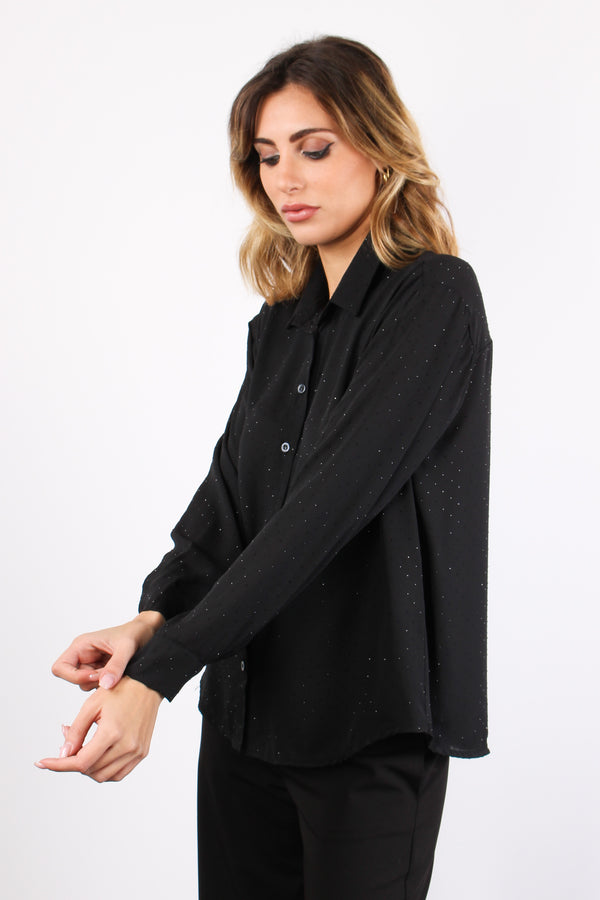 Camicia Georgette Strass Nero