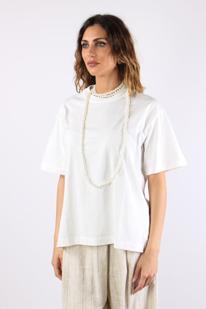 T-shirt Collana Perle Bianco-3