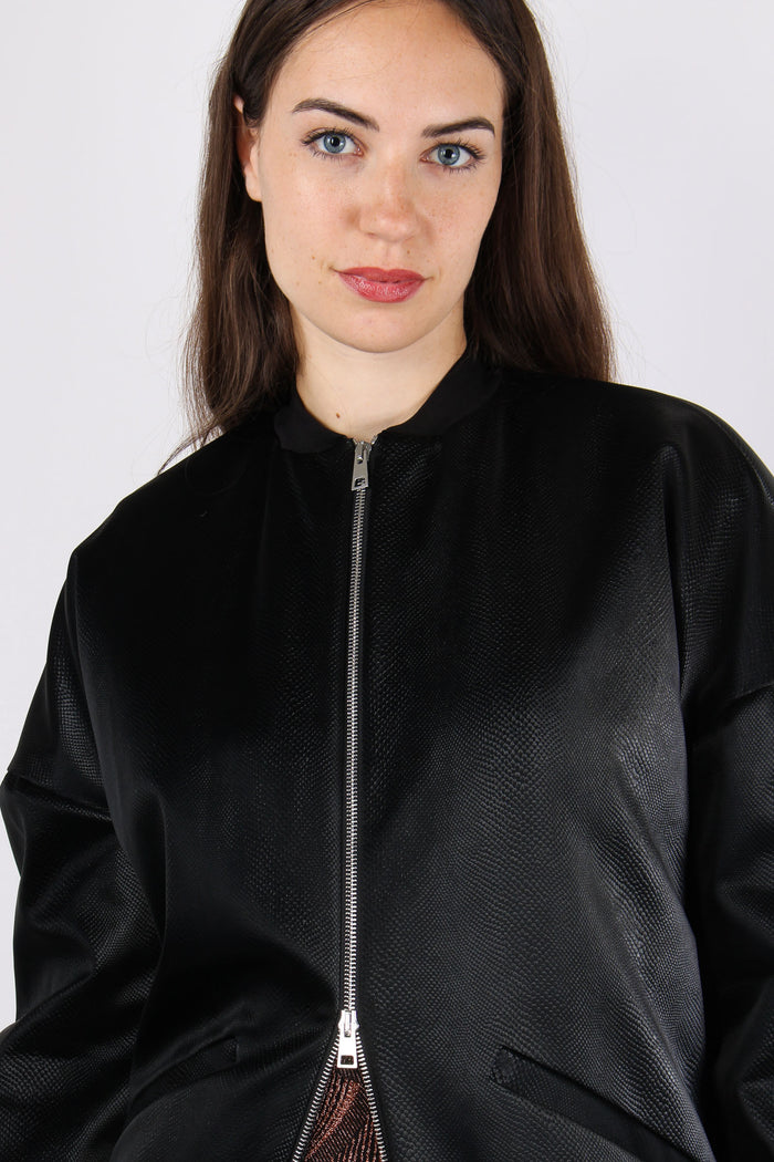 Bomber Effetto Pitone Nero-7
