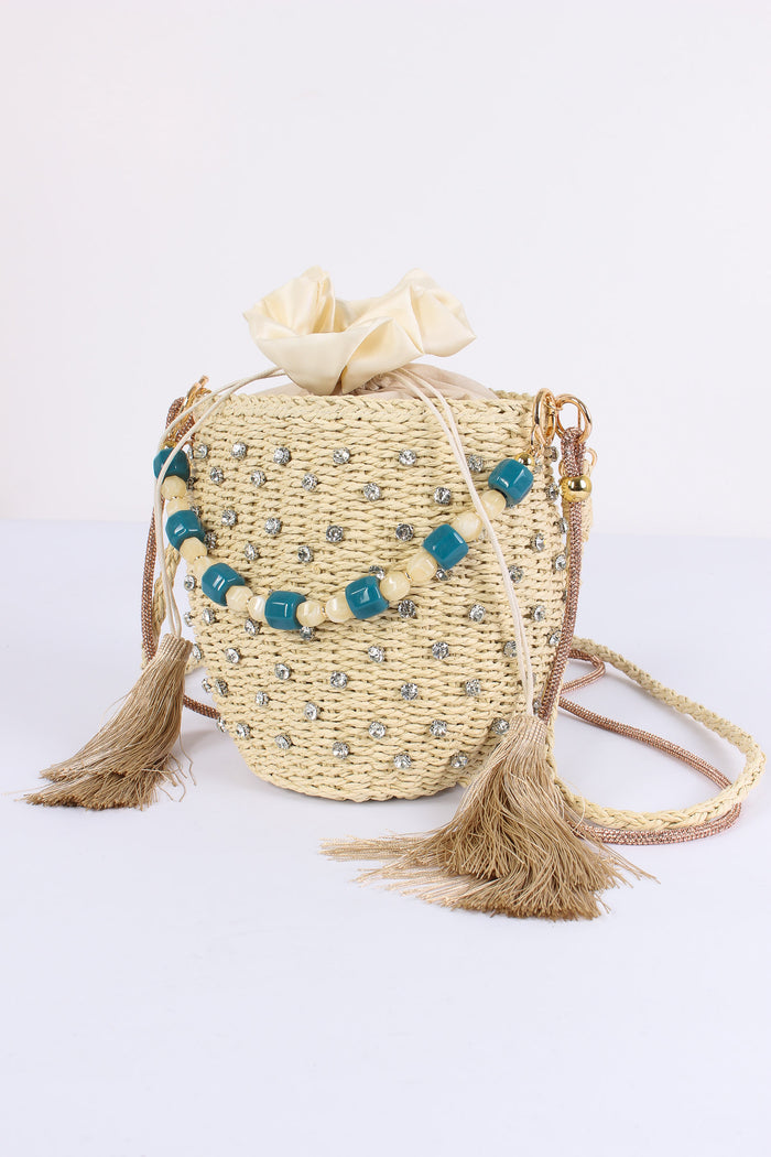 Secchiello Paglia Strass Natural-4