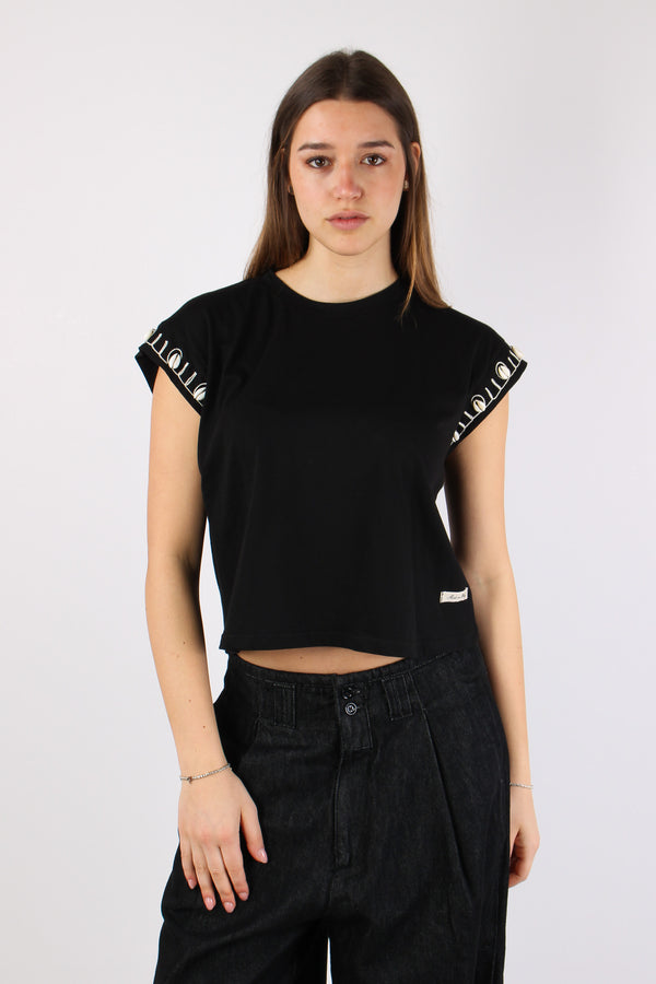 T-shirt Ricamo Conchiglia Nero-2