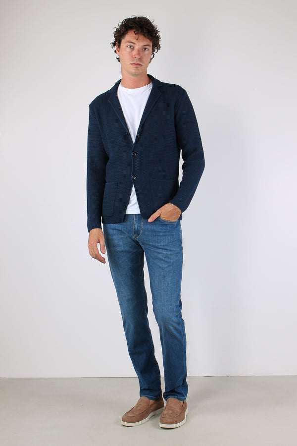 Cardigan Tessuto Lavorato Blu