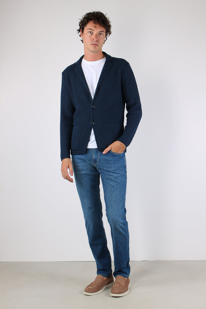 Cardigan Tessuto Lavorato Blu