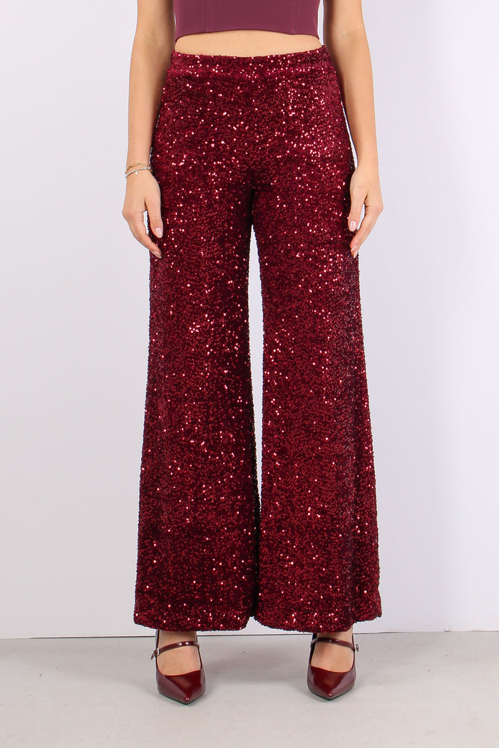 Pantalone Palazzo Paillettes Vino-2