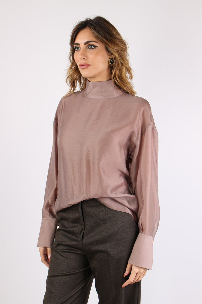 Blusa Collo Alto Polsino Dusty  Orchid-3