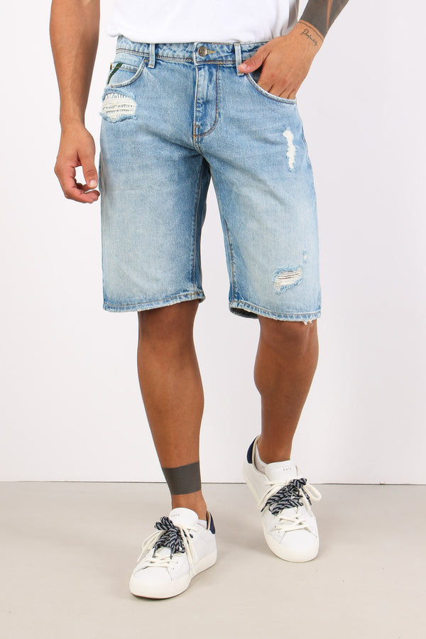 Bermuda Denim Rotture Denim Chiaro-2