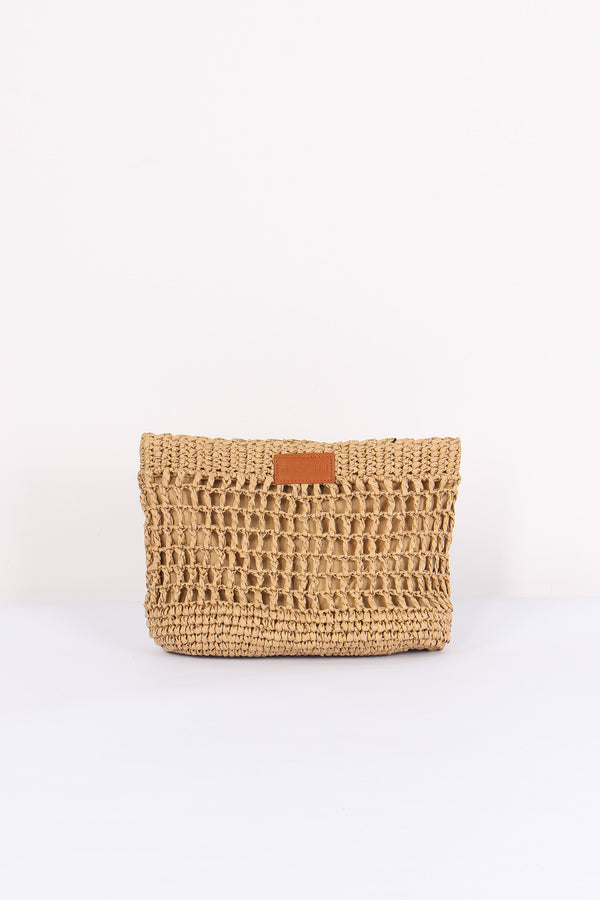 Maxi Pochette Rafia Beige