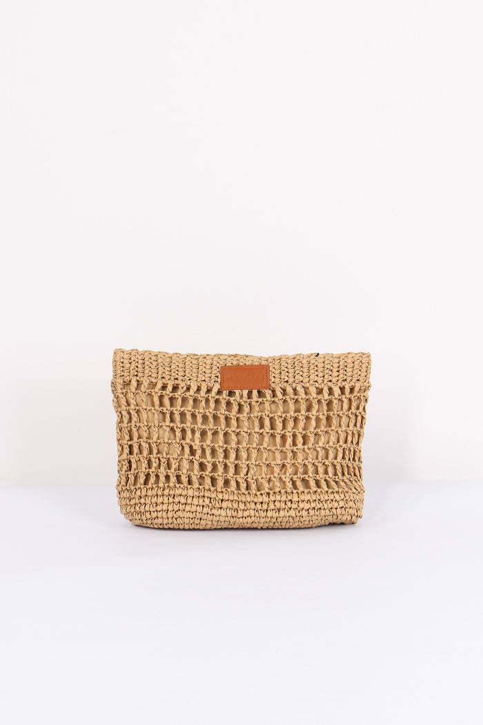 Maxi Pochette Rafia Beige