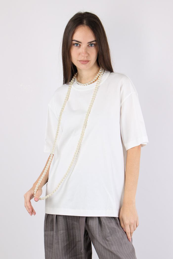 T-shirt Over Collana Bianco-3