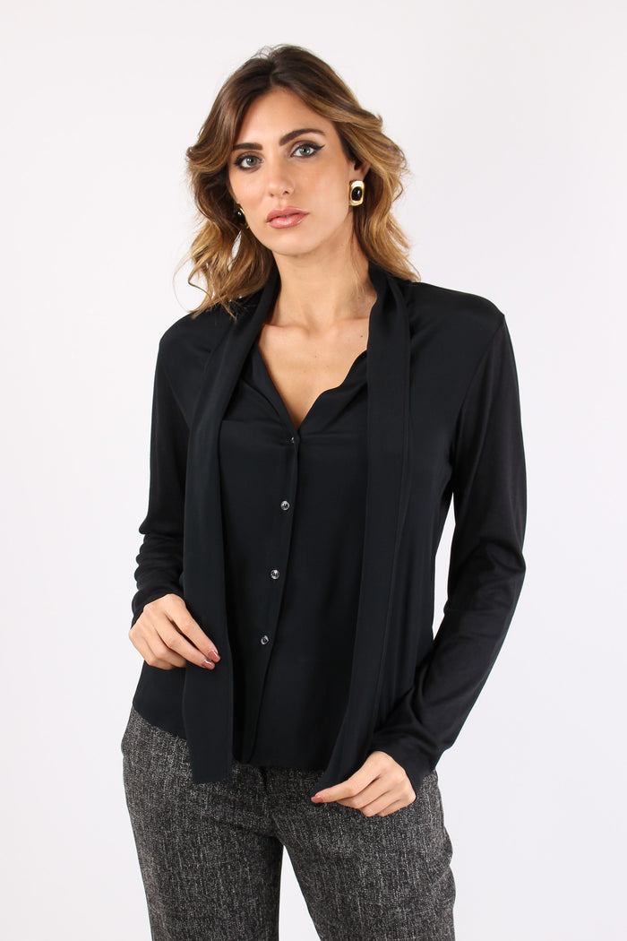 Camicia Bimateriale Nero-4