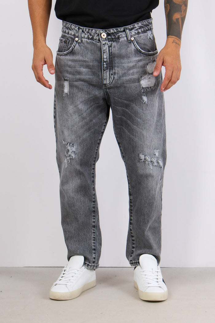 Denim Cropped Rotture Nero-2