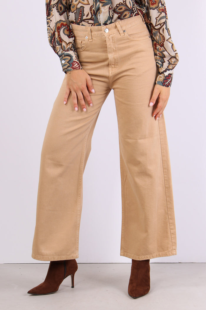 Pantalone Gamba Larga Maxi Tas Miele-2