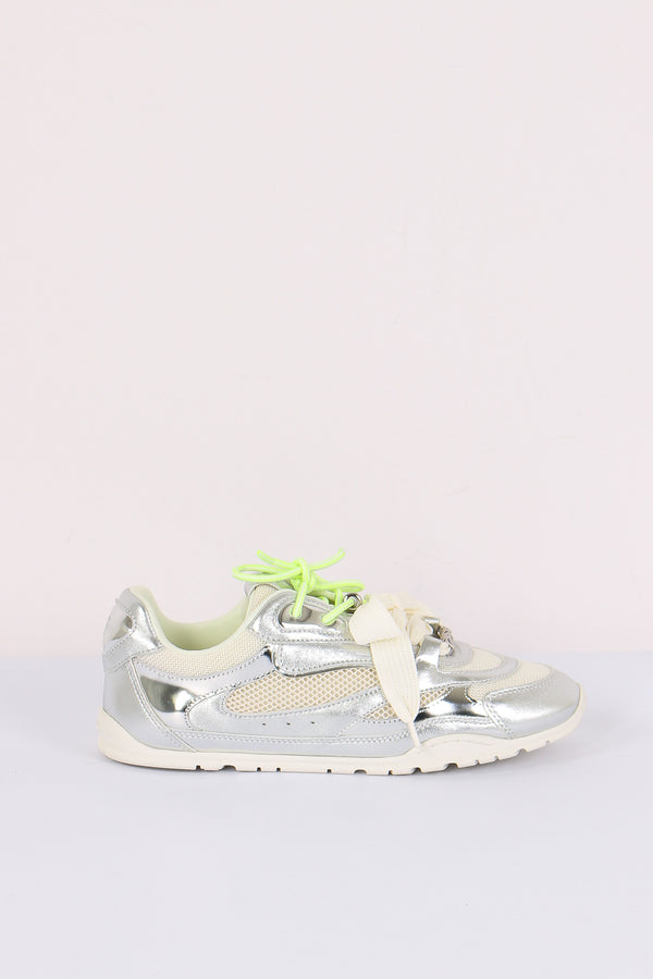Sneakers Pelle Multi Lacci Silver
