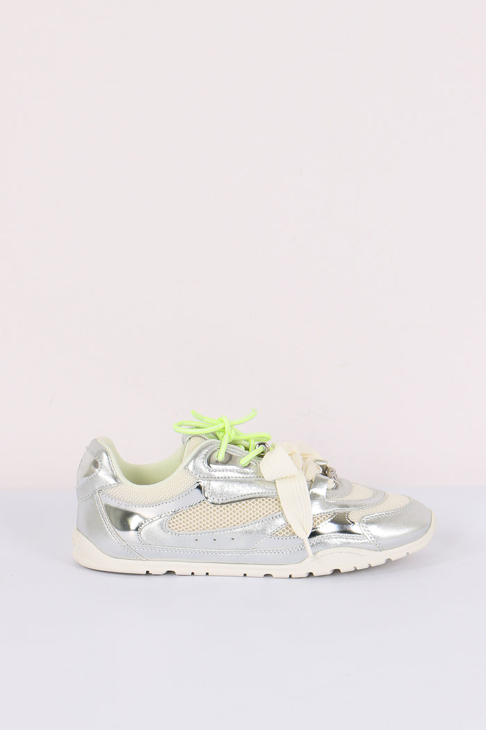 Sneakers Pelle Multi Lacci Silver