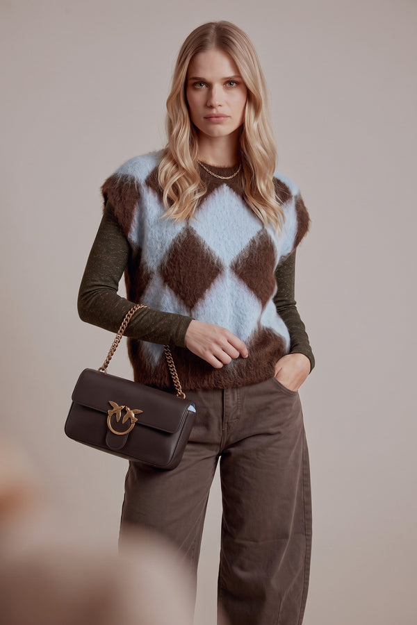 Gilet Garzato Multi Rombo Azzurro/moro