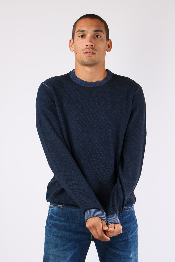 Maglia Lana Punto Riso Navy Blue-5