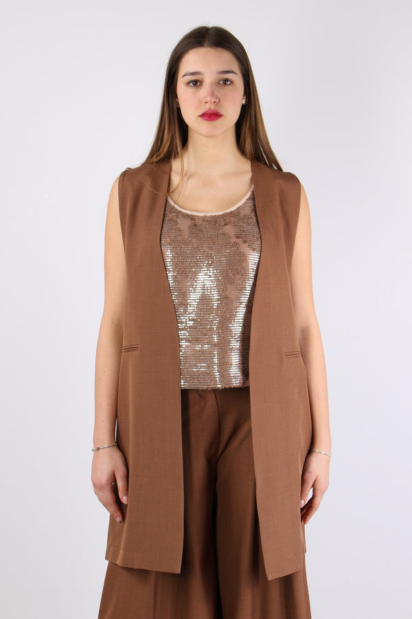 Gilet Lungo Martingala Dietro Caffe-2