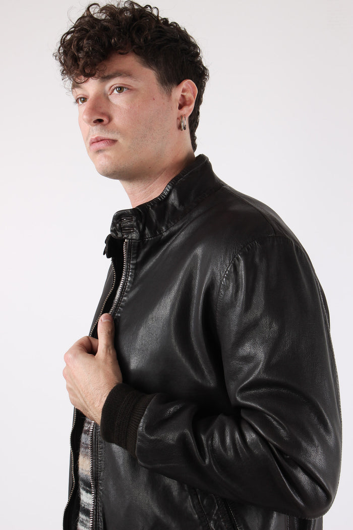 Bomber Pelle Interno Resca Dark Brown-4