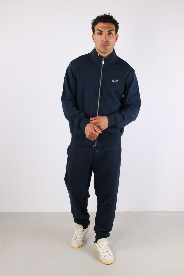 Felpa Full Zip Collo In Piedi Navy Blue