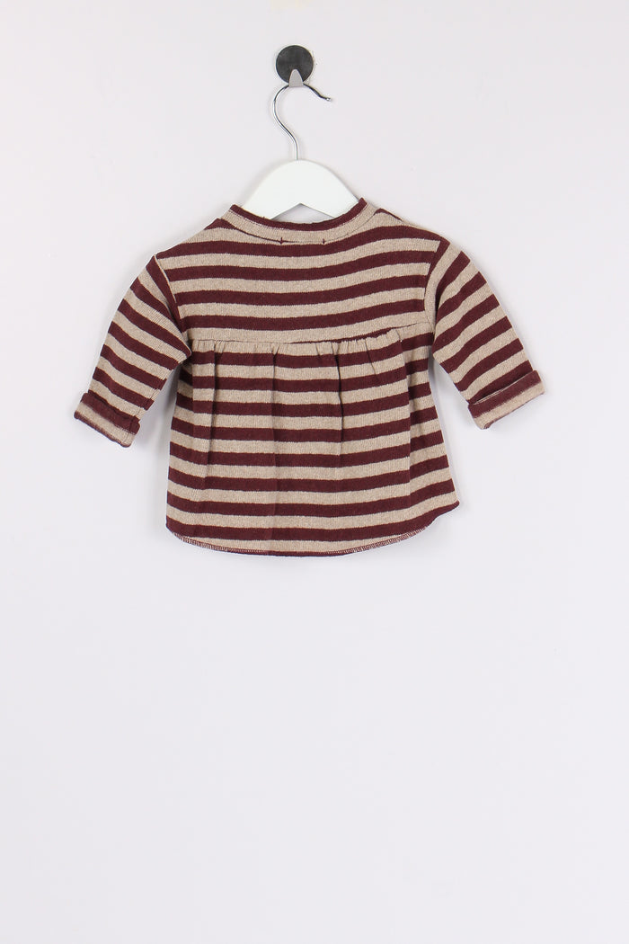 Maglia Caldo Cotone Riga Melanzana/beige-2