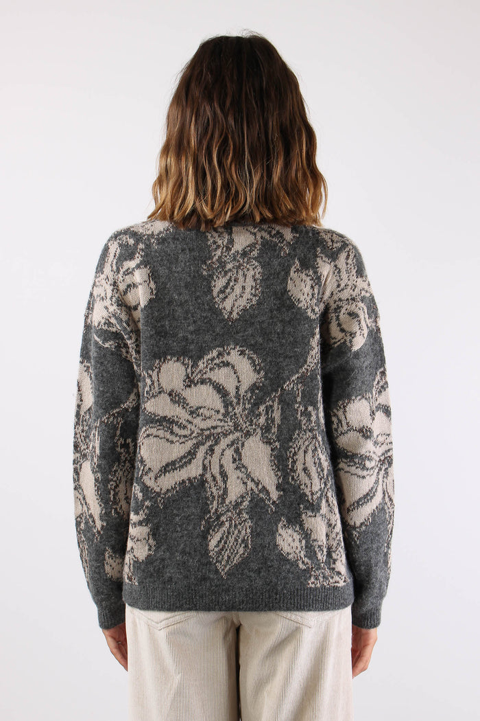 Maglia Collo Alto Alpaca Grigio/beige-5