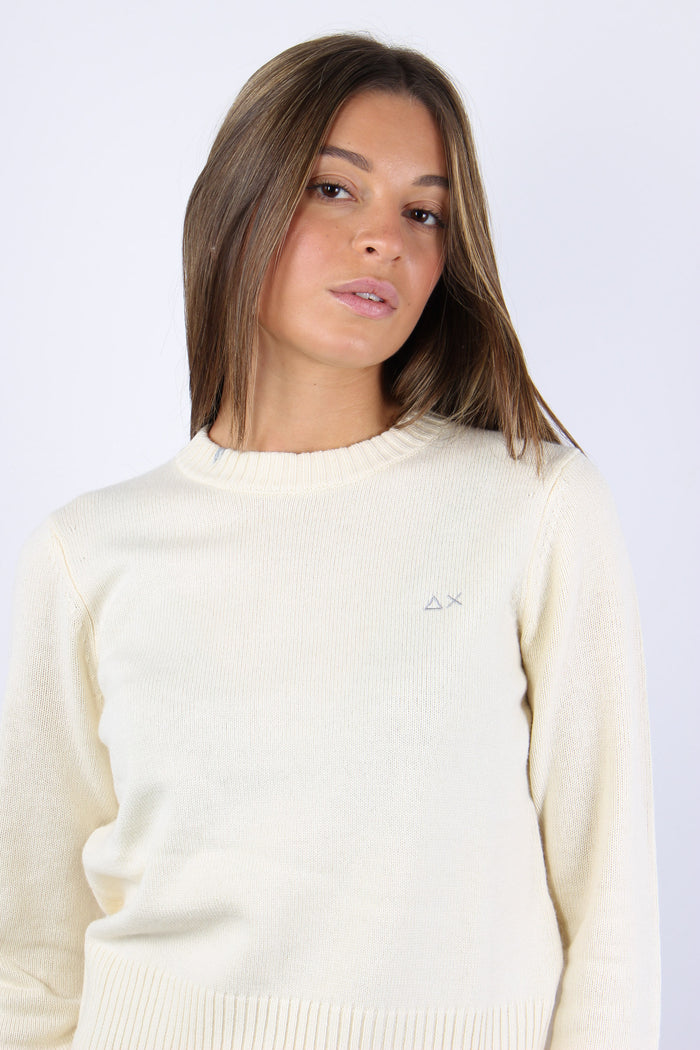 Girocollo Misto Cashmere Bianco-5