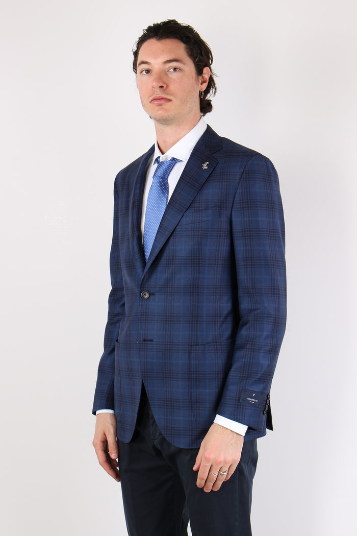 Giacca Check Fresco Lana Nero/blu-2