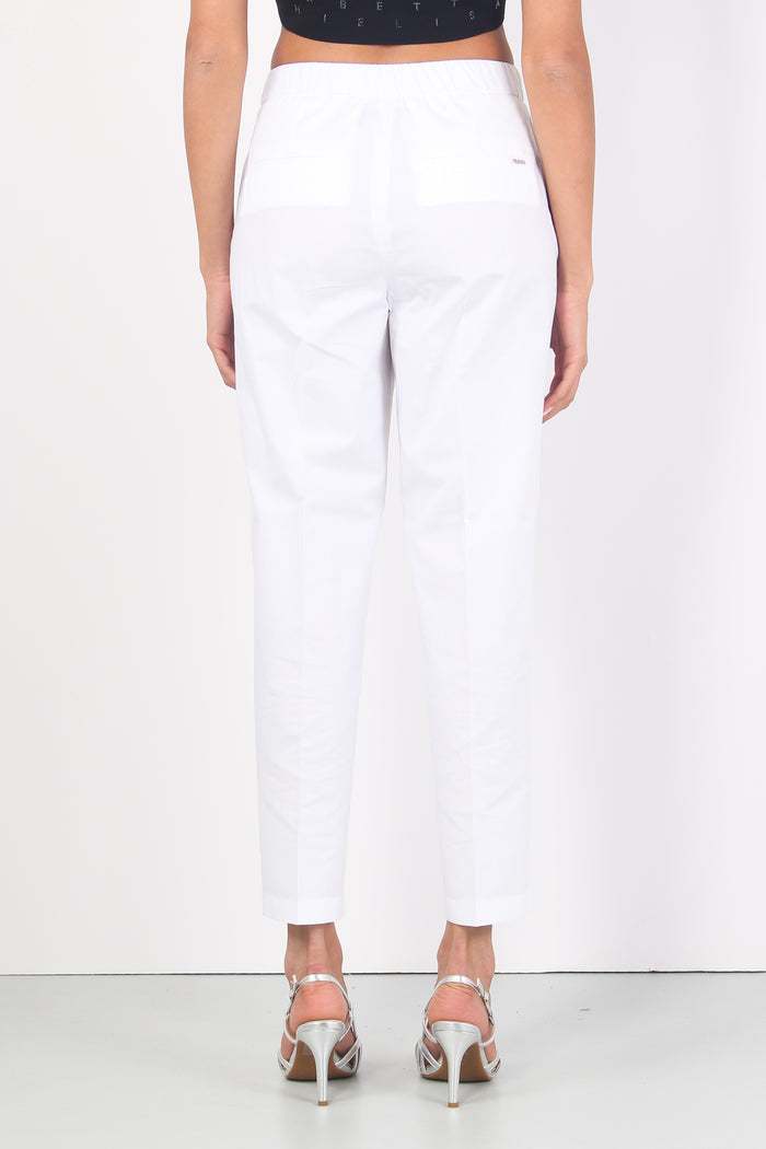 Pantalone Popeline Elastico Bianco-4