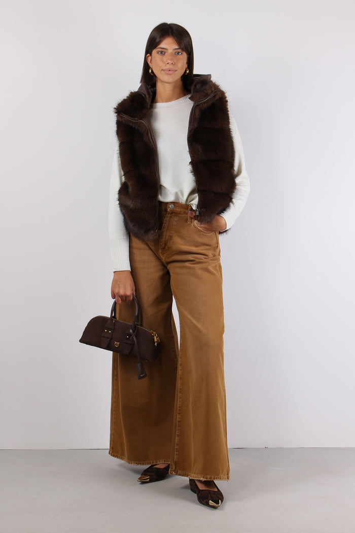 Gile Pelliccia Cappuccio Dark Brown