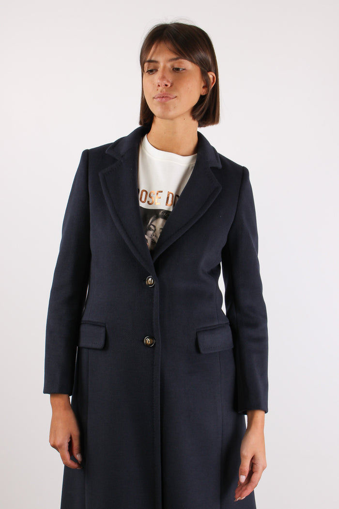 Cappotto Lungo Monopetto Blu-4