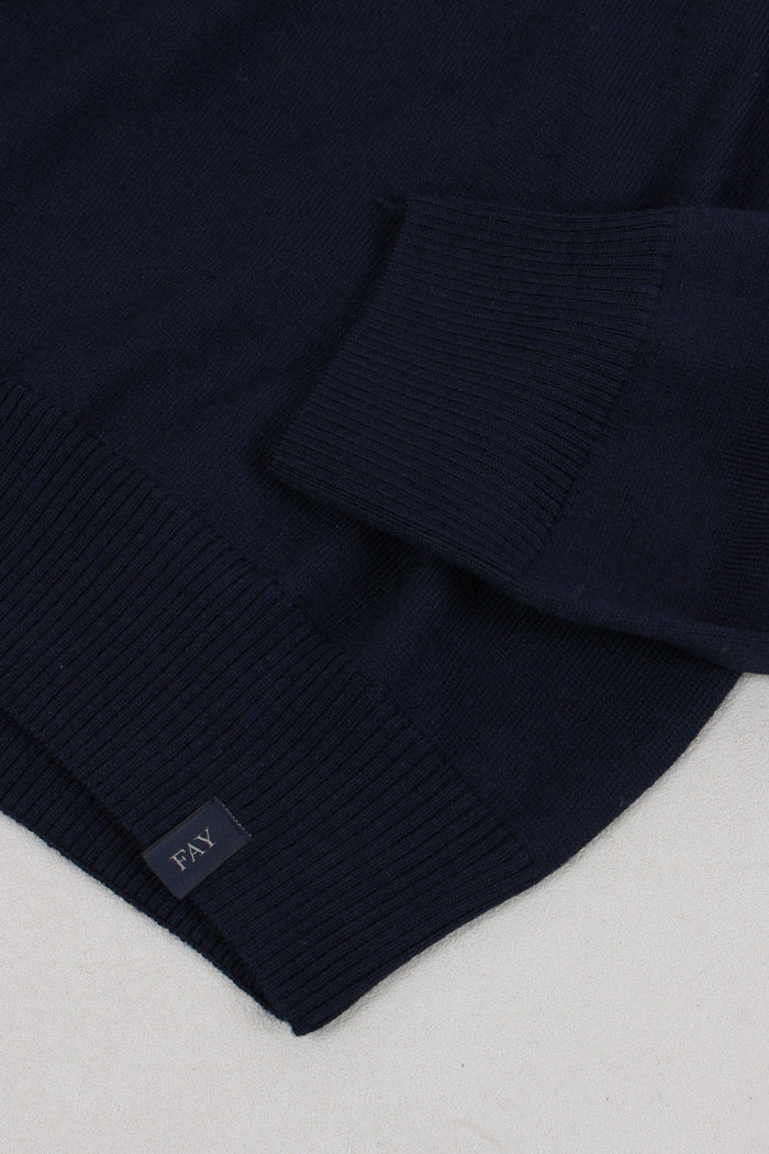 Collo Alto 100% Lana Blu Navy-5