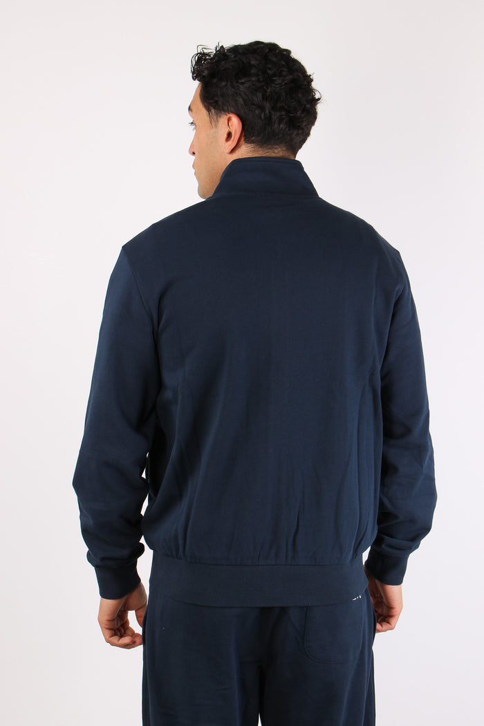 Felpa Full Zip Collo In Piedi Navy Blue-5