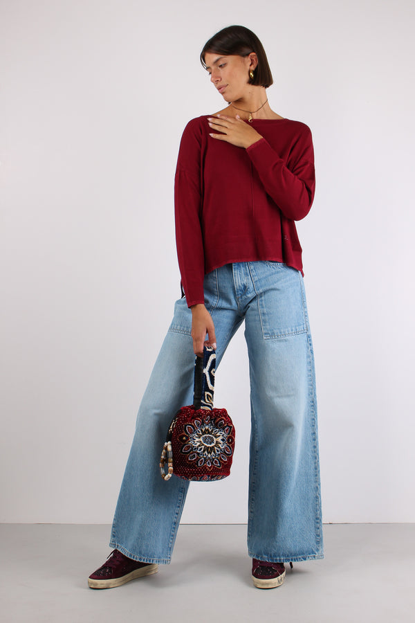 Maglia Gircollo Over Lurex Scarlet