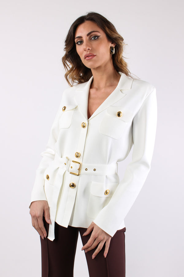 Giacca Cinturata Avorio-2