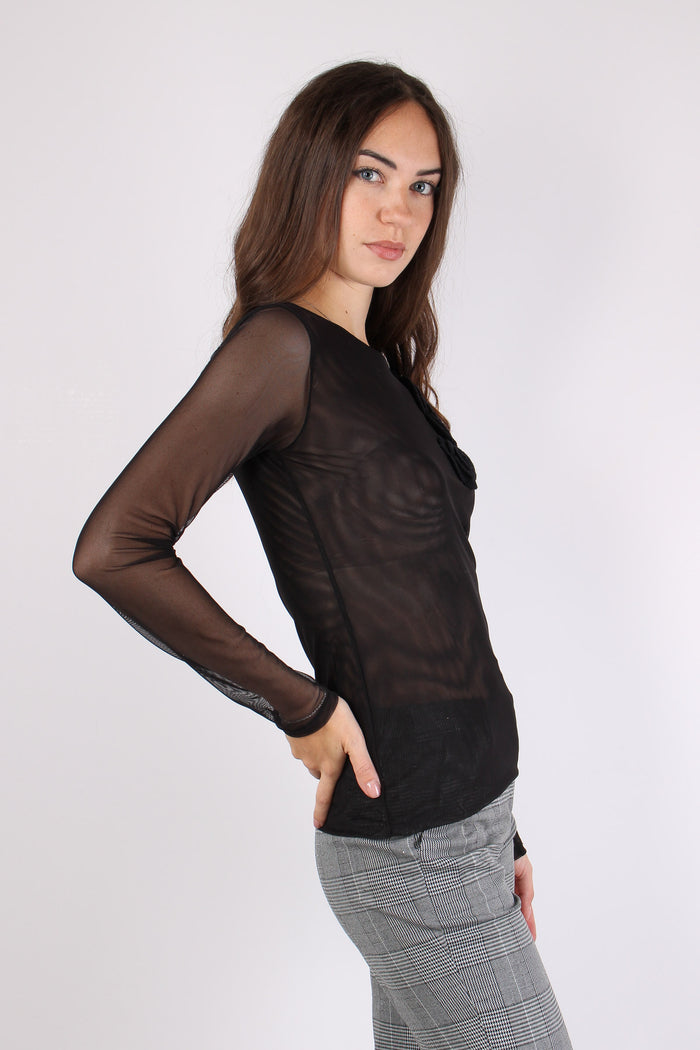 T-shirt Tulle Applicazione Ros Black/black-6