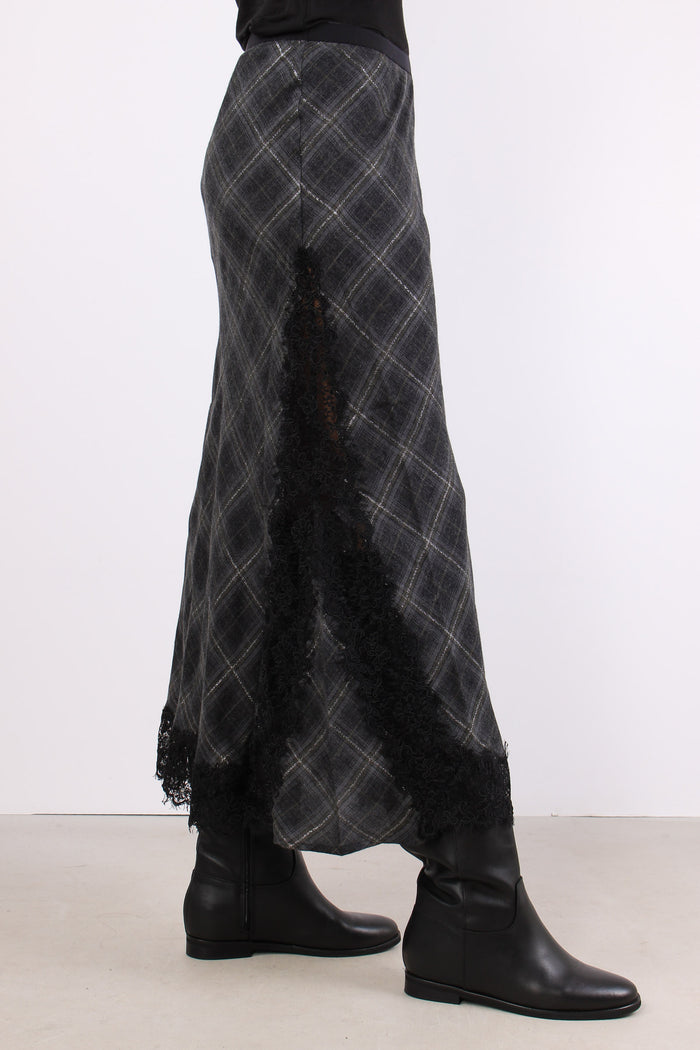 Exaltacion Gonna Check Pizzo Multi Grigio-4