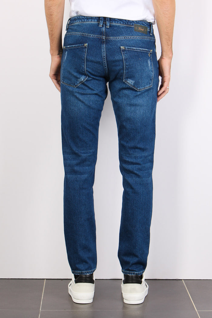 Denim Tapered Fit Rotture Denim Medio-3