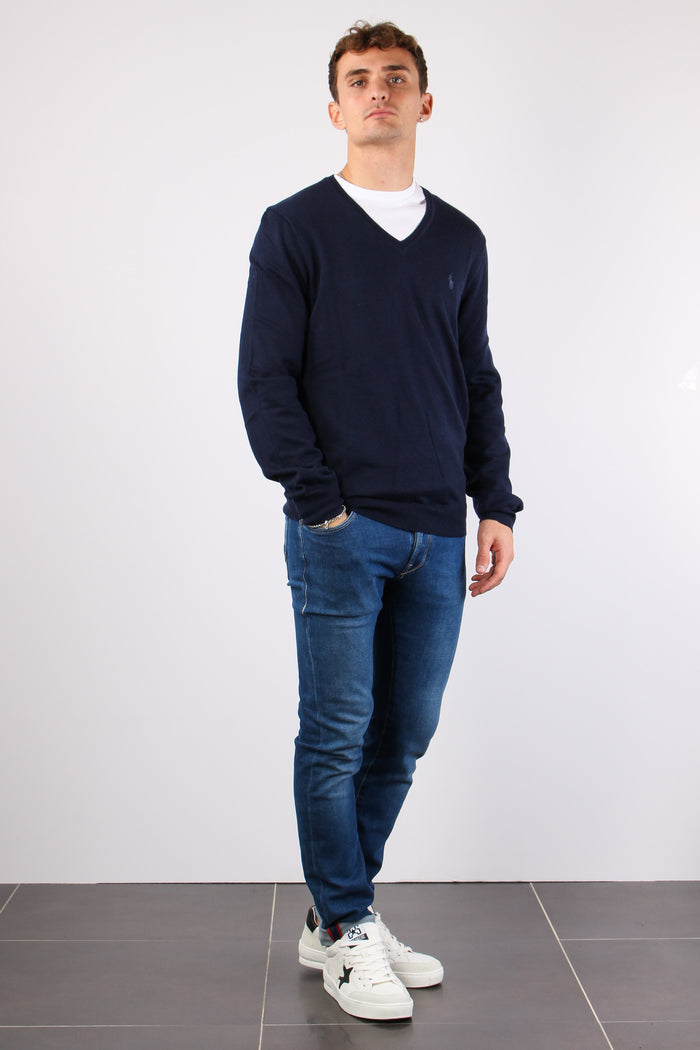 Maglia Scollo V Merinos Hunter Navy-2