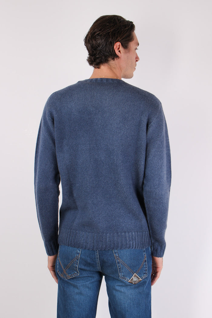 Maglia Girocollo Reversibile Blu/beige-6