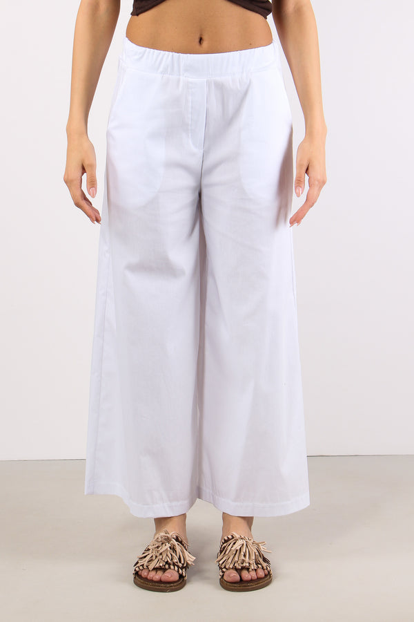 Pantalone Cropped Cotone Bianco-2