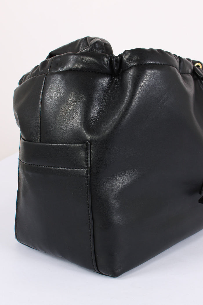 Maxi Sacca Nylon Logo Nero-4