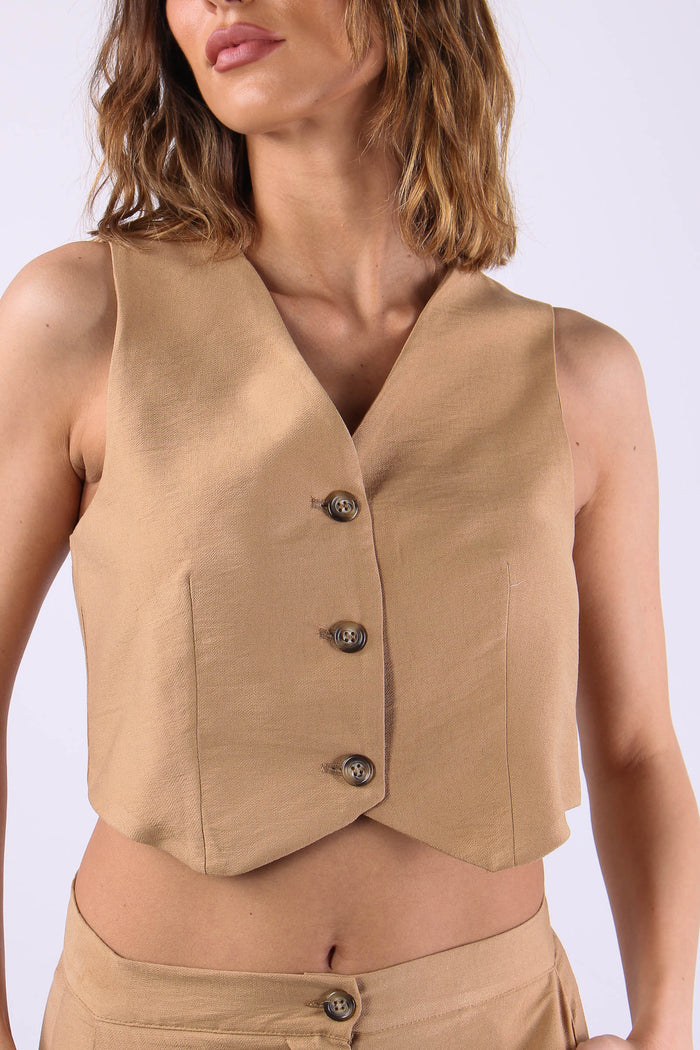 Gilet Stondato 3 Bottoni Terra-7