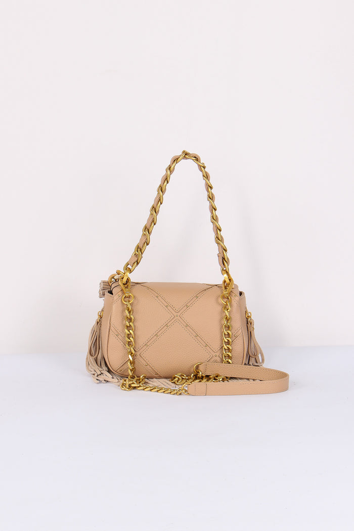 Tracollina Frange Inserto Borchie Beige-4
