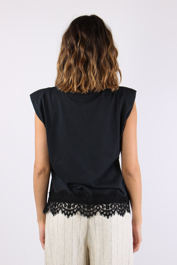 T-shirt Spalline Fondo Pizzo Piombo-4