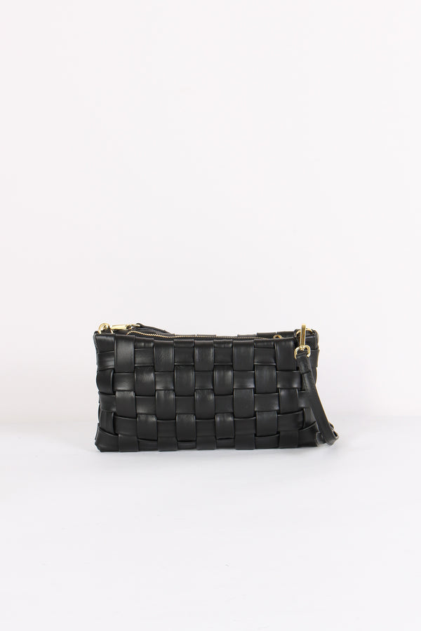 Pochette Intreccio Vera Pelle Nero