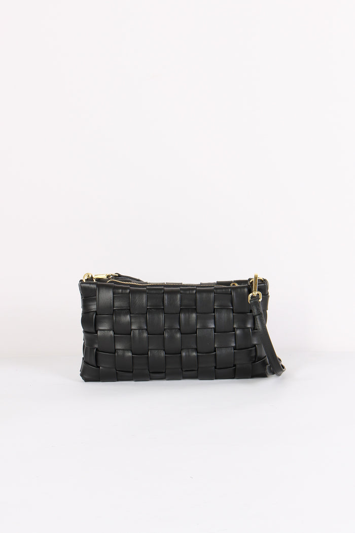 Pochette Intreccio Vera Pelle Nero