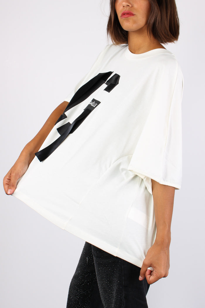 T-shirt Over Logo Nastro Off White-4