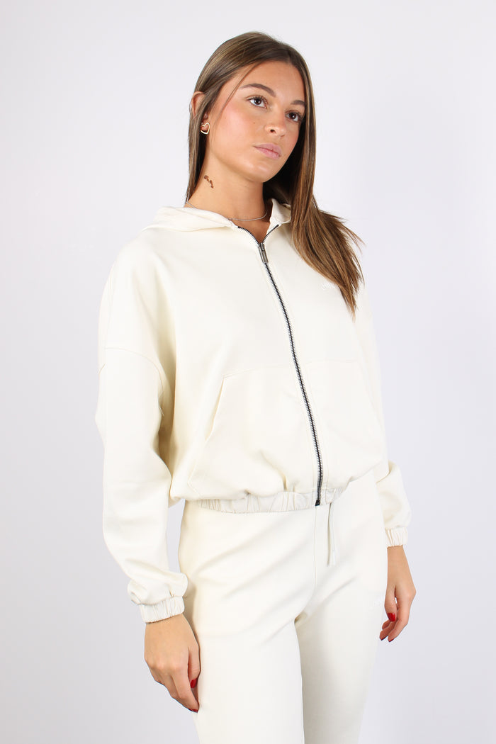 Felpa Corta Zip Modal Off White-5